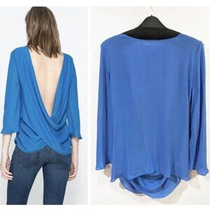 Zara | Open Back Blouse in Blue